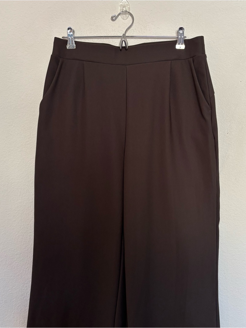 Halara Flex High Waisted Pocket Wide Leg Micro Waffle Brown Pants Trousers - Picture 3 of 7